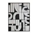 Direct front view of the Jett Textured Surface Framed Canvas featuring black and chalked white abstract shapes with a black frame, curated by Cocohills.