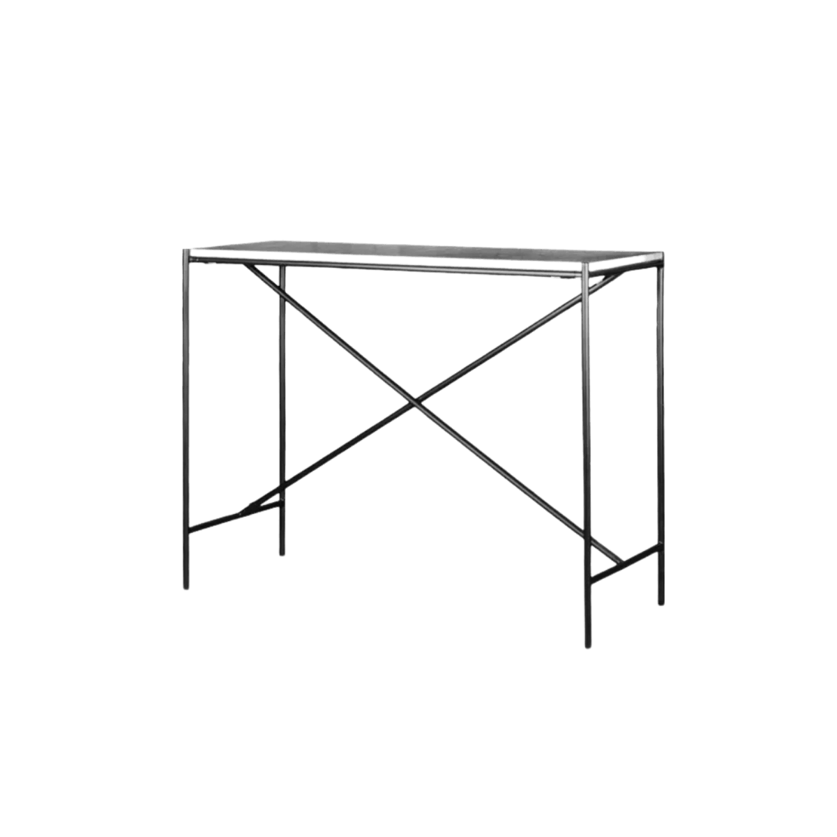 Calypso Cross Bar Iron and Marble Console